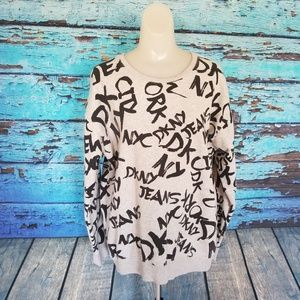 DKNY Gray Pullover Sweater Logo